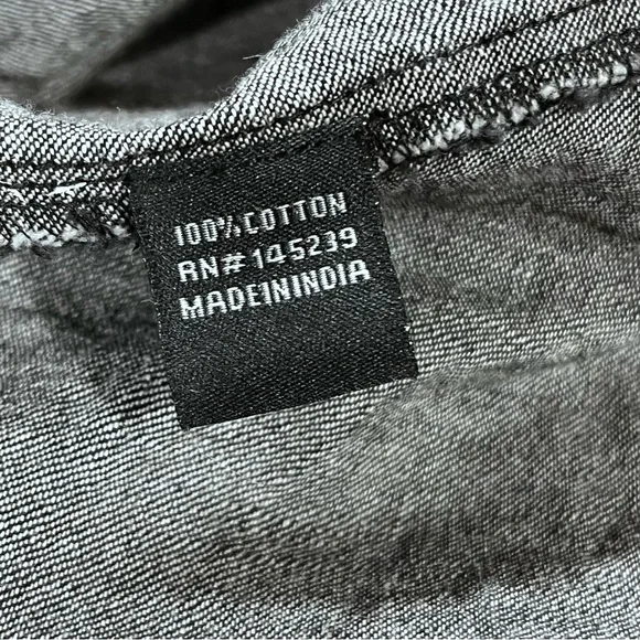 Button down short sleeve denim light charcoal color dress - Picture 13 of 14